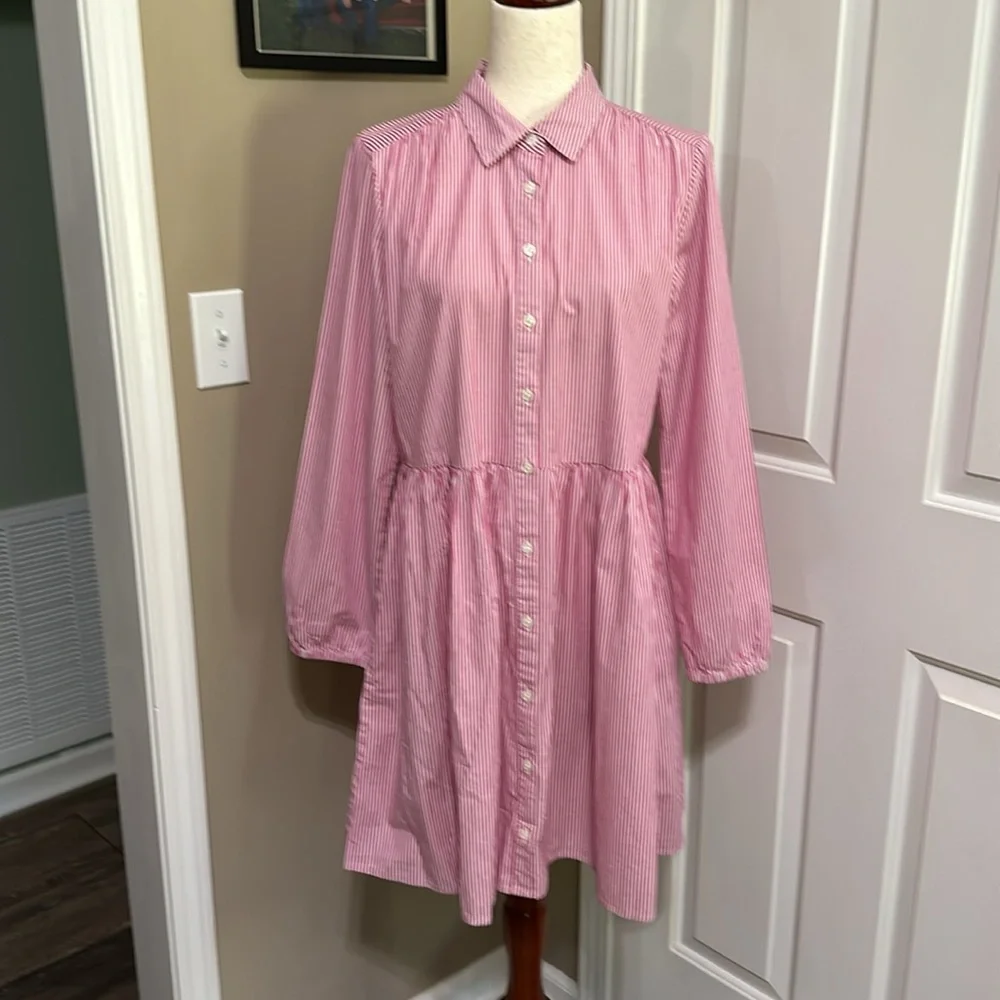 J.Crew Collared Mini Shirtdress in Soft Azalea Ivory - Picture 4 of 8
